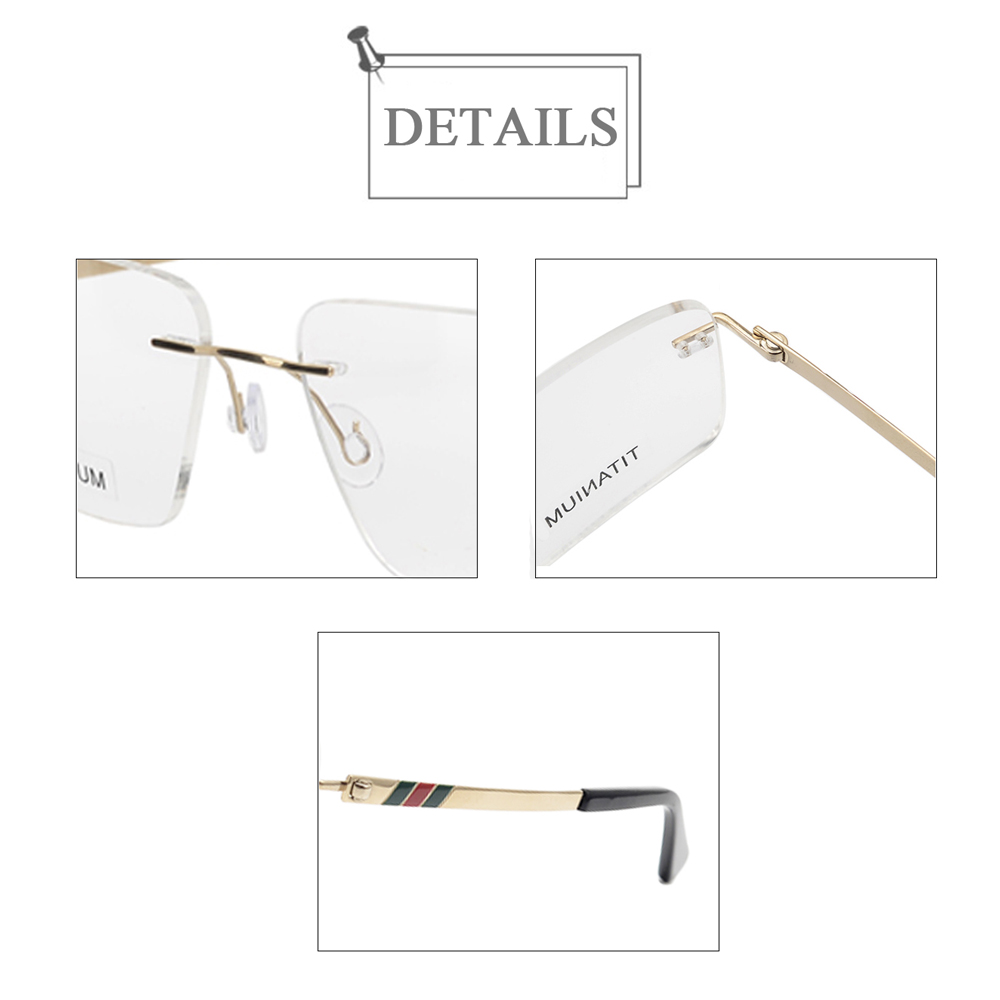 5014 Square Rimless Titanium Optical Frames Glasses For Men