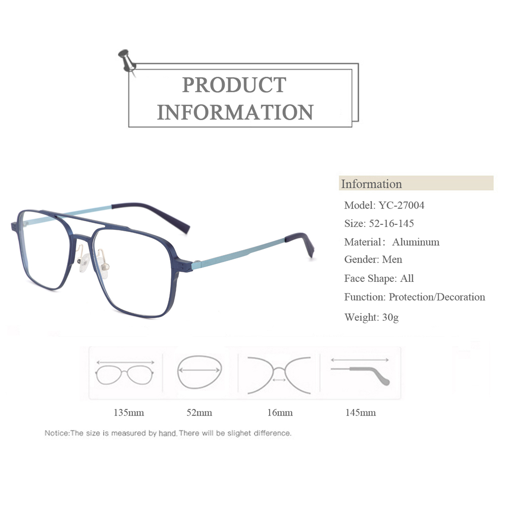 YC-27004 Double Bridge Aluminum Optical Frames Glasses For Men