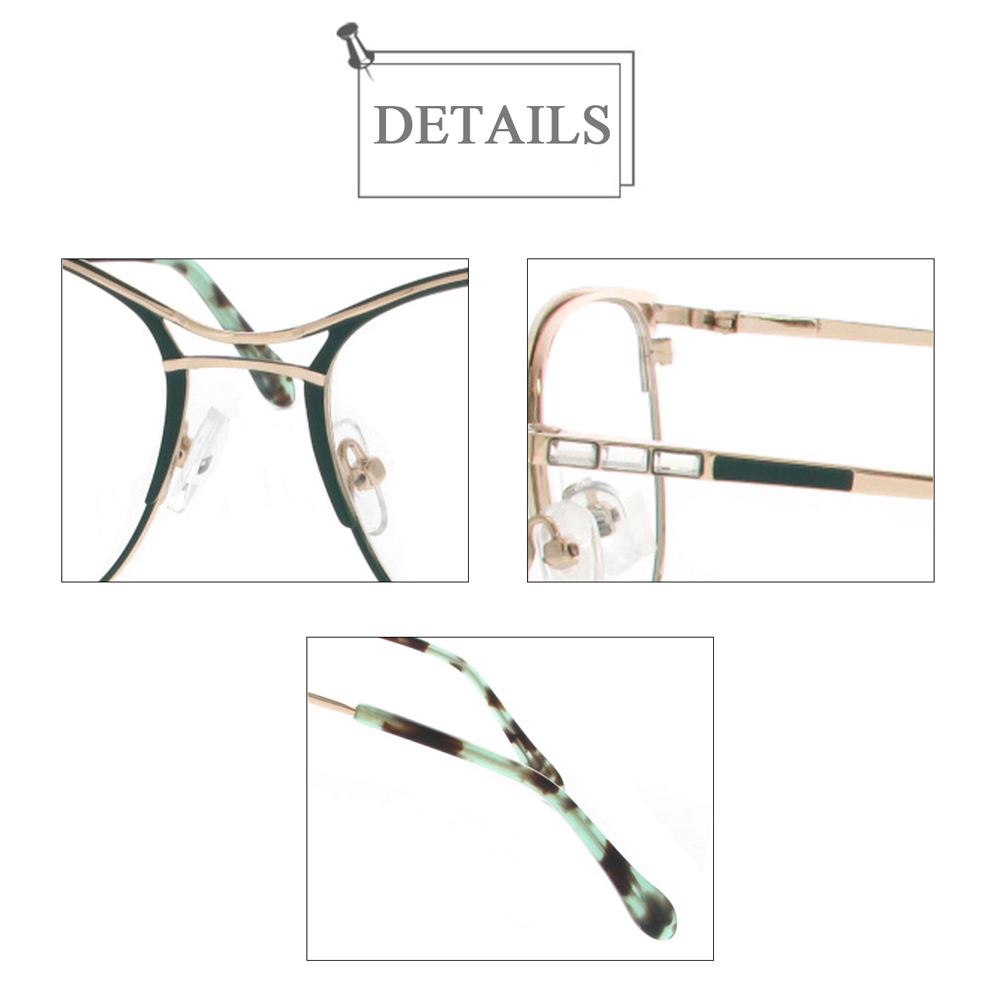 HTG200117 Double Bridge Women Optical Frames Glasses With Crystal Decoration