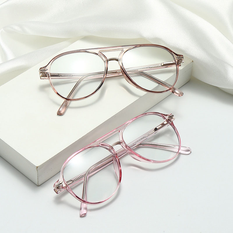 TR 90 Retro Double Beam Round Frame CP Core Leg Anti-blue Light Glasses Optical Frame Eyewear