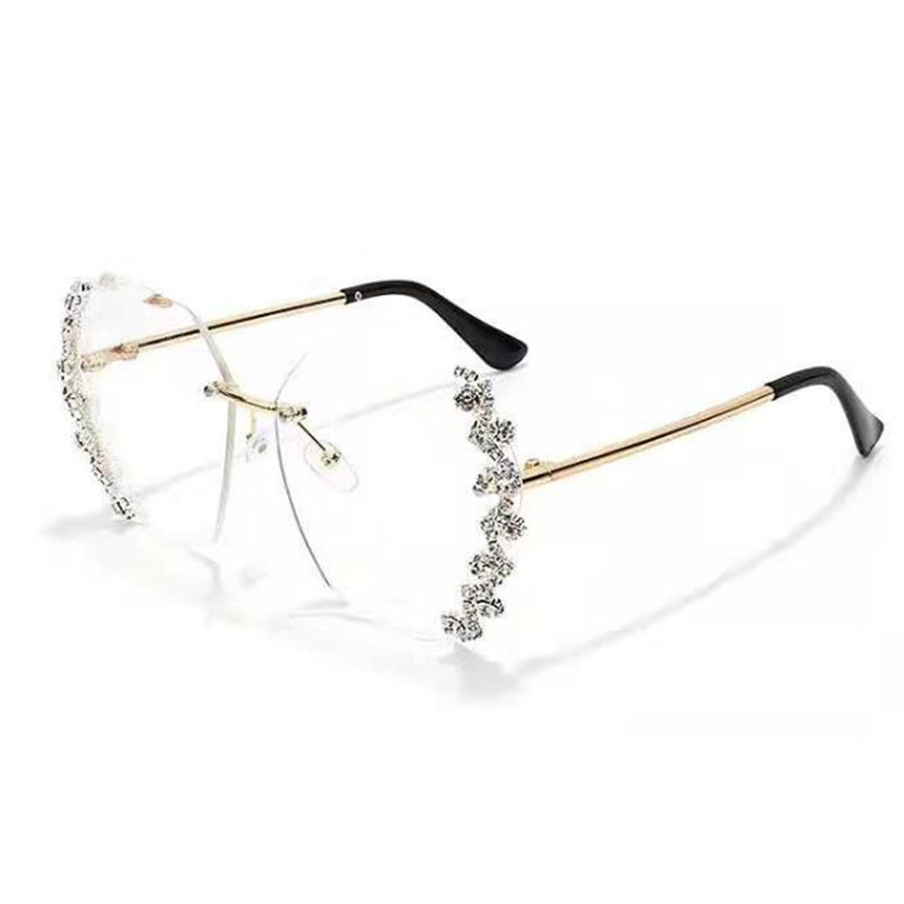  7714 Cut Edge Oversize Luxury Rhinestone Sunglasses Ladies Custom Sun Glasses