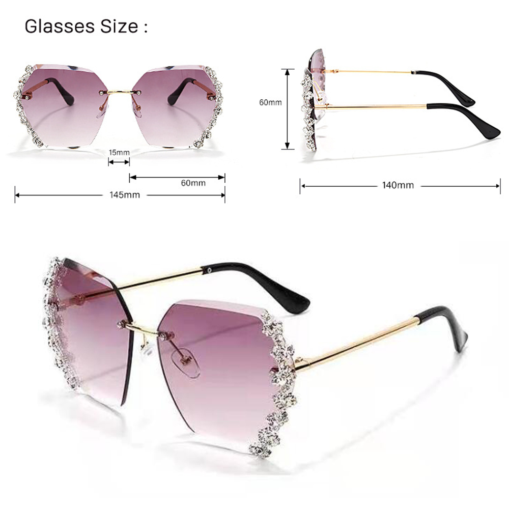  7714 Cut Edge Oversize Luxury Rhinestone Sunglasses Ladies Custom Sun Glasses