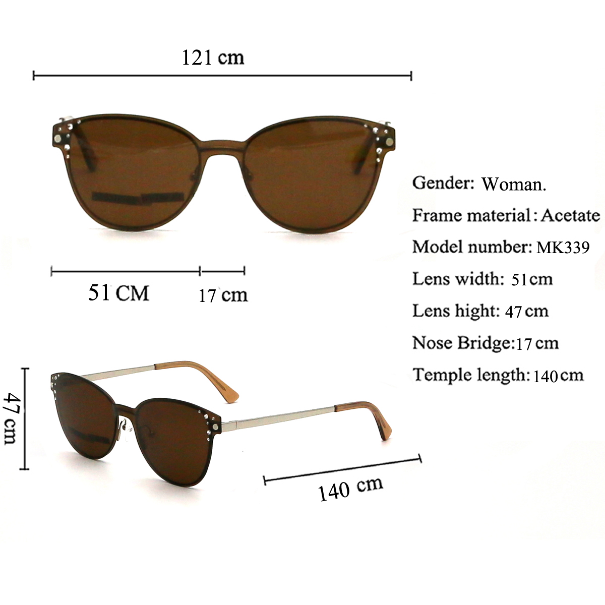 MK339 2021 New Arrival Sunglasses Fashion Diamond Cat Eye Sunglasses