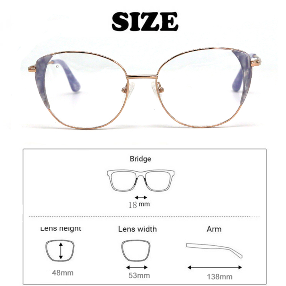  19410  Newest Cat Eye Optical Frame Metal Glasses Eyeglasses For Women 