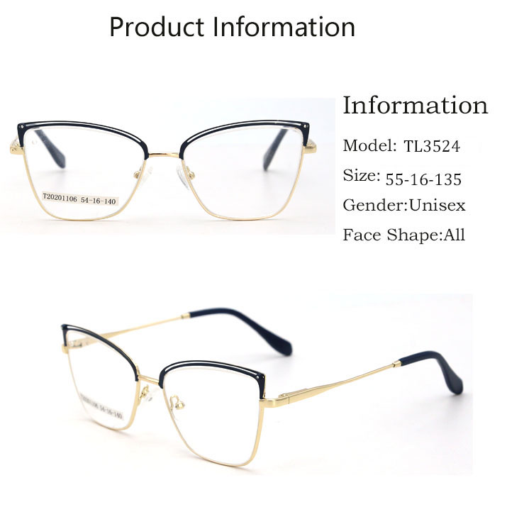 Cat Eye Metal Hollow-carved Design Frame Optical Glasses for Moen and Men 2021