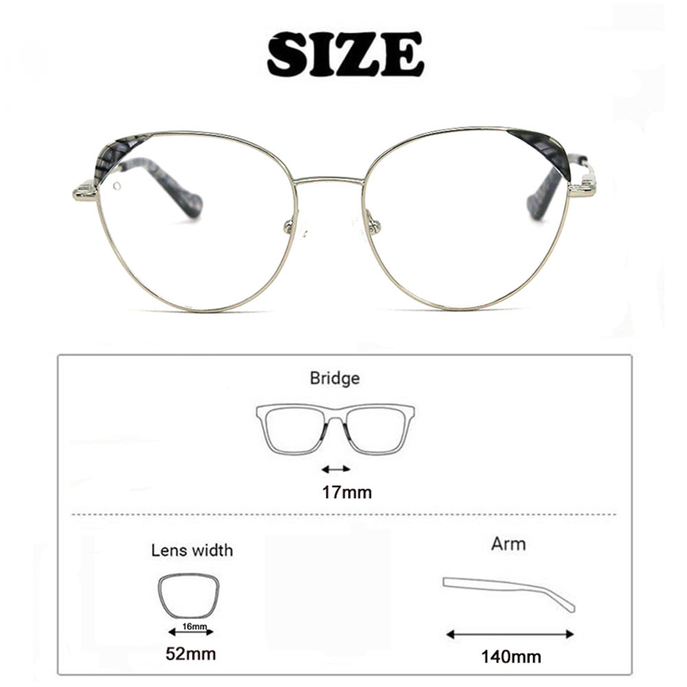 T200402 Newest Oversize Cat Eye Metal Optical Glasses Eyeglasses Glasses For Women 2021 