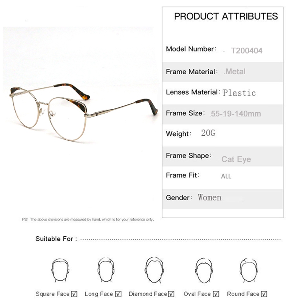  T200404  Round Cat Eye Metal Optical Glasses Optical Eyeglasses Frames 2021 