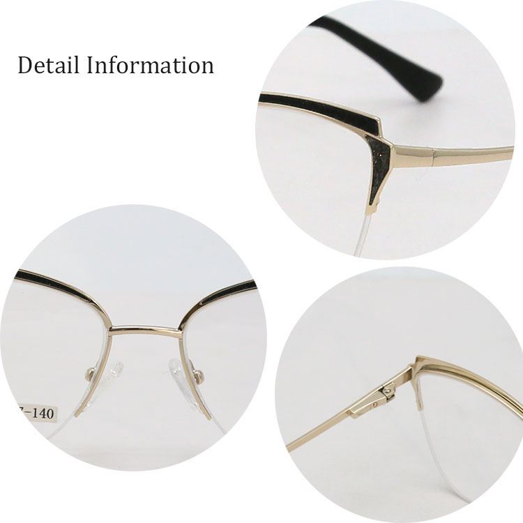 Half Frame Novel Design Cat Eye Metal Frame Optical Glasses For Unisex 2021