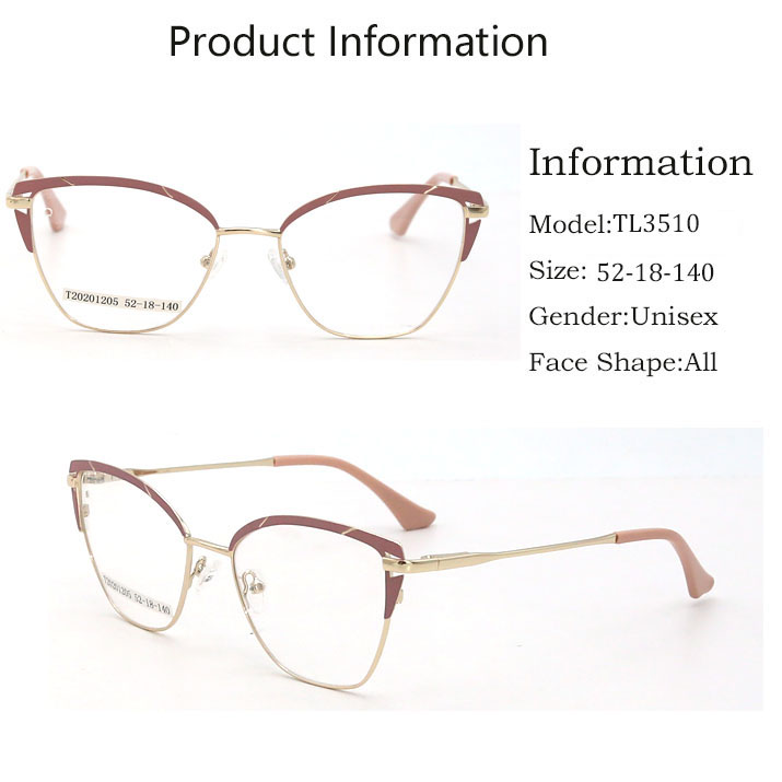 Newest Fashion Style  Cat Eye Frame Metal Optical Glasses For Unisex 