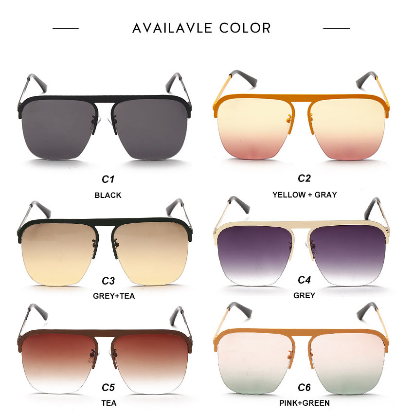 Big Frame Female Sunglasses Half Frame Trend Men  Street Shot Sunglasses