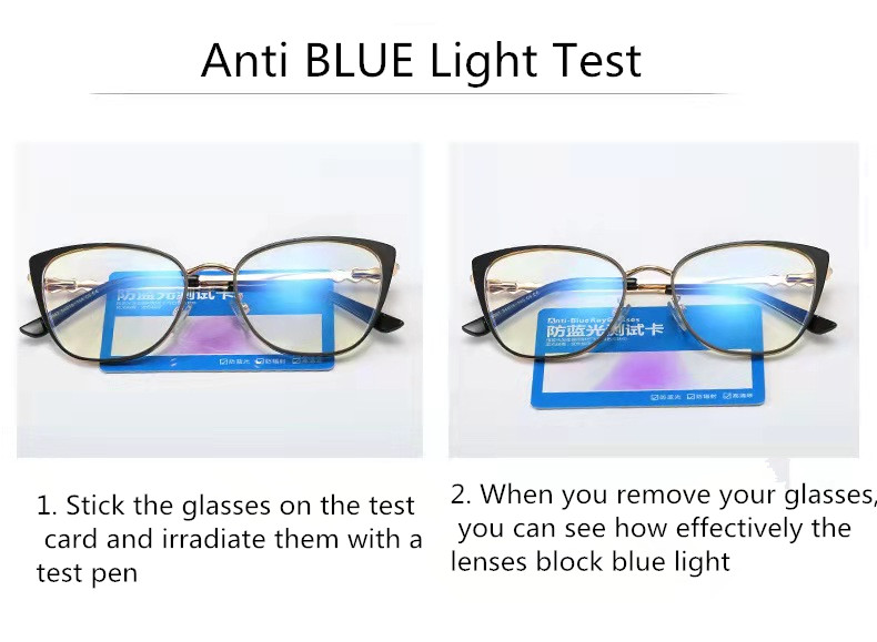  95667 Cat Eye Optical Frame Metal Anti Blue Light Glasses 