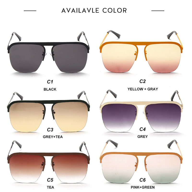 Oversized Frame Personality Sunglasses Half Frame Trend Men  Street Shot Sunglasses