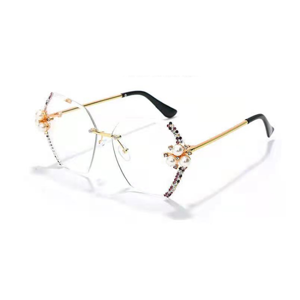  7714 Luxury Women Retro Diamond Oversized Metal Sunglasses Sun Glasses