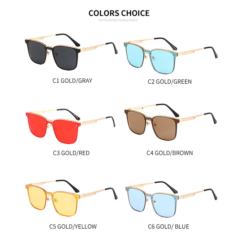 New Metallic Men's Siamese Square Couples Fashion Hollow Ocean Piece Sunglasses