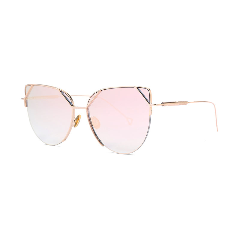 Fine Temple Hollow-out Design Fashion Cat Eye Frame Sunglasses for Women