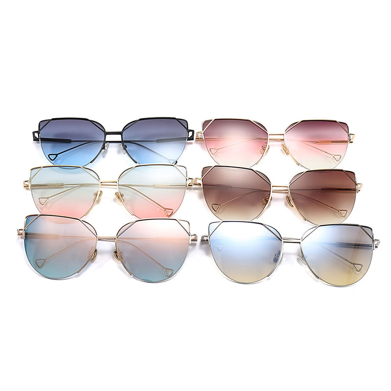 Fine Temple Hollow-out Design Fashion Cat Eye Frame Sunglasses for Women