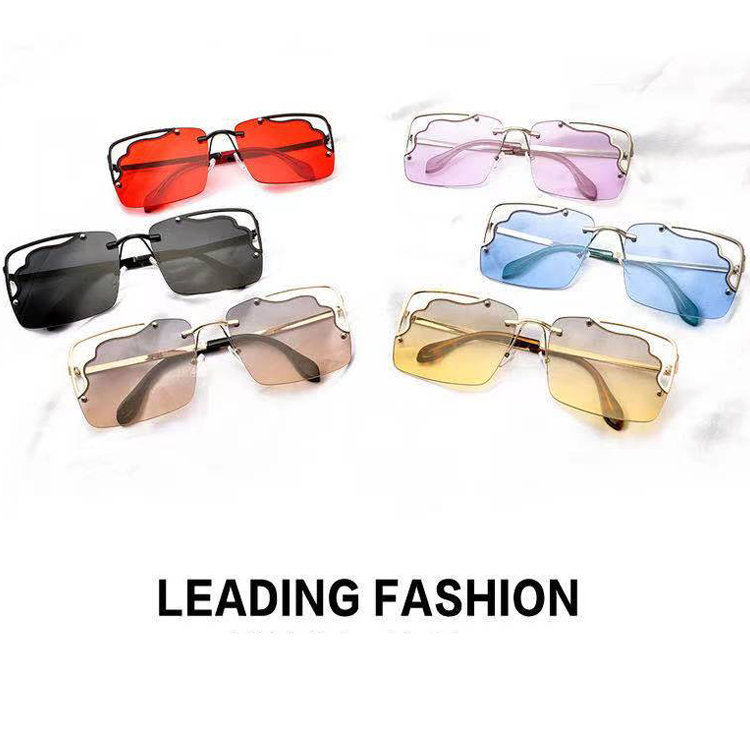  Luxury Metal Women Sunglasses Square Frame Shades Sun Glasses Irregular Hollow Fashion Sun Glasses