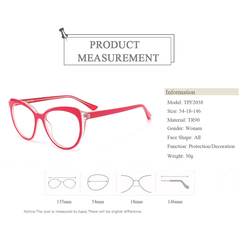 TPF2038 Double Color Clear Optical Eyeglasses Frames Women Factory Customized 