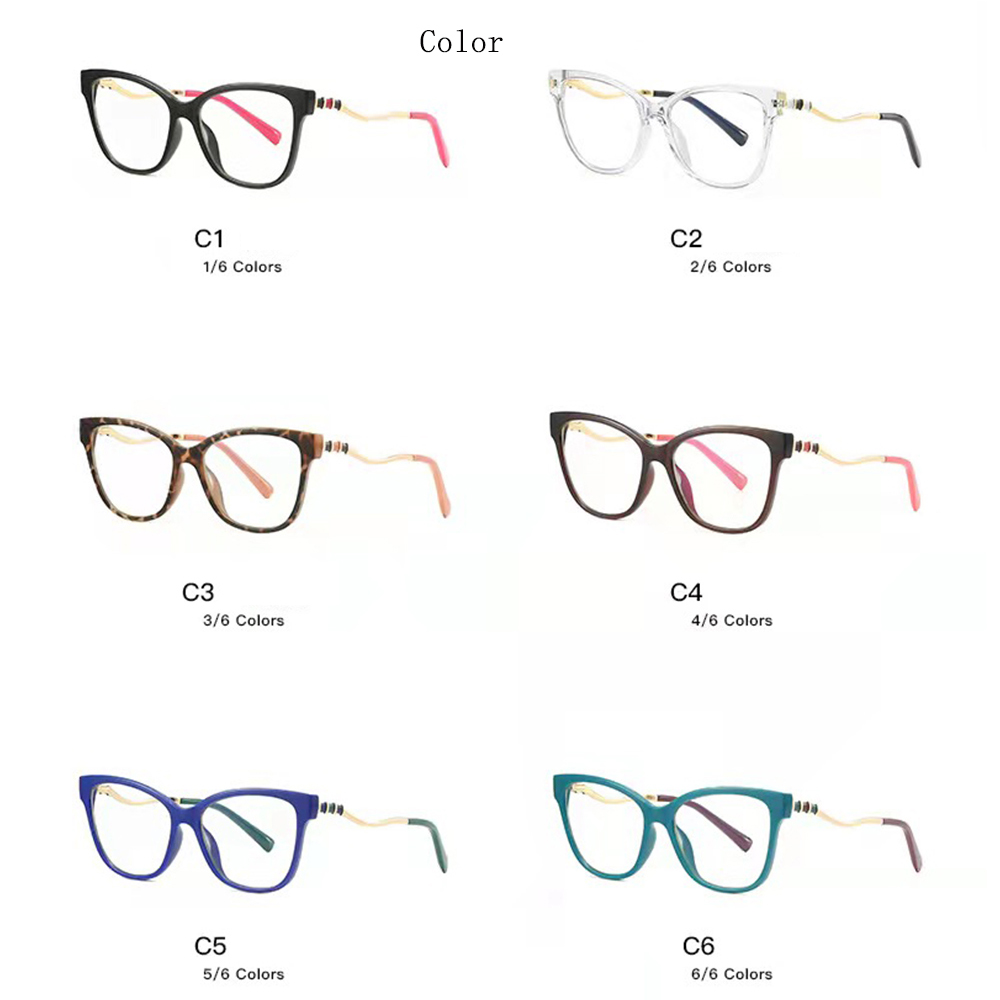  2063 Anti Blue Light TR90 Metal Oversized Women Optical Glasses