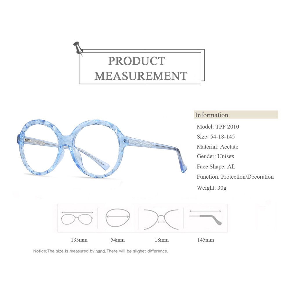 TPF2010 Round Unisex Clear Diamond Optical Eyewear Spectacle Frames