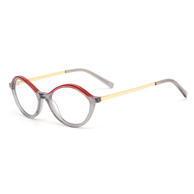 New Fshion Oval Ingredient Acetate Frame with Metal Temple Optical Glasses