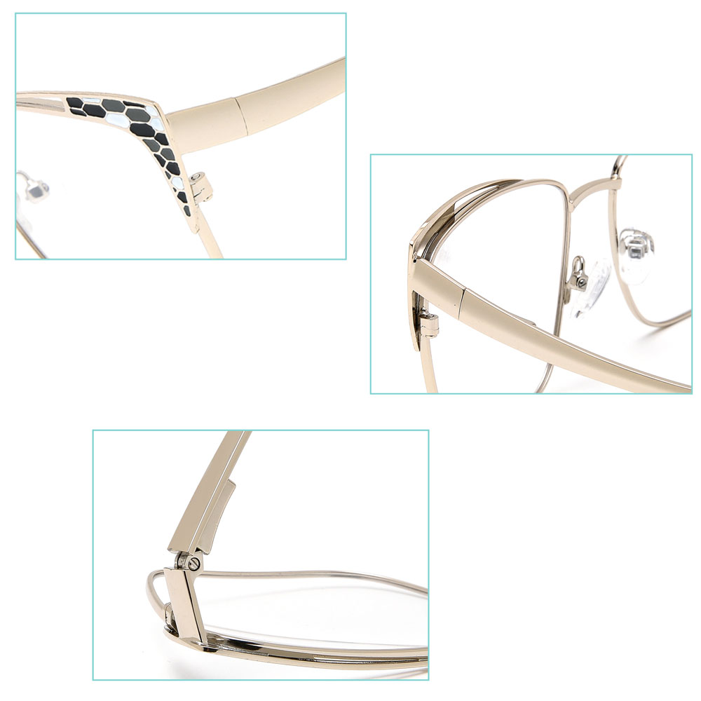 Women Fashion Metal Cat Eye Hallow Design  Gold Optical Frames