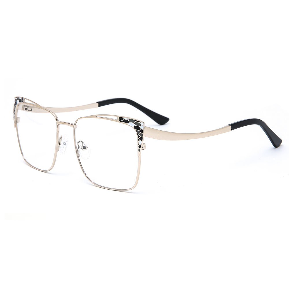 Women Fashion Metal Cat Eye Hallow Design  Gold Optical Frames