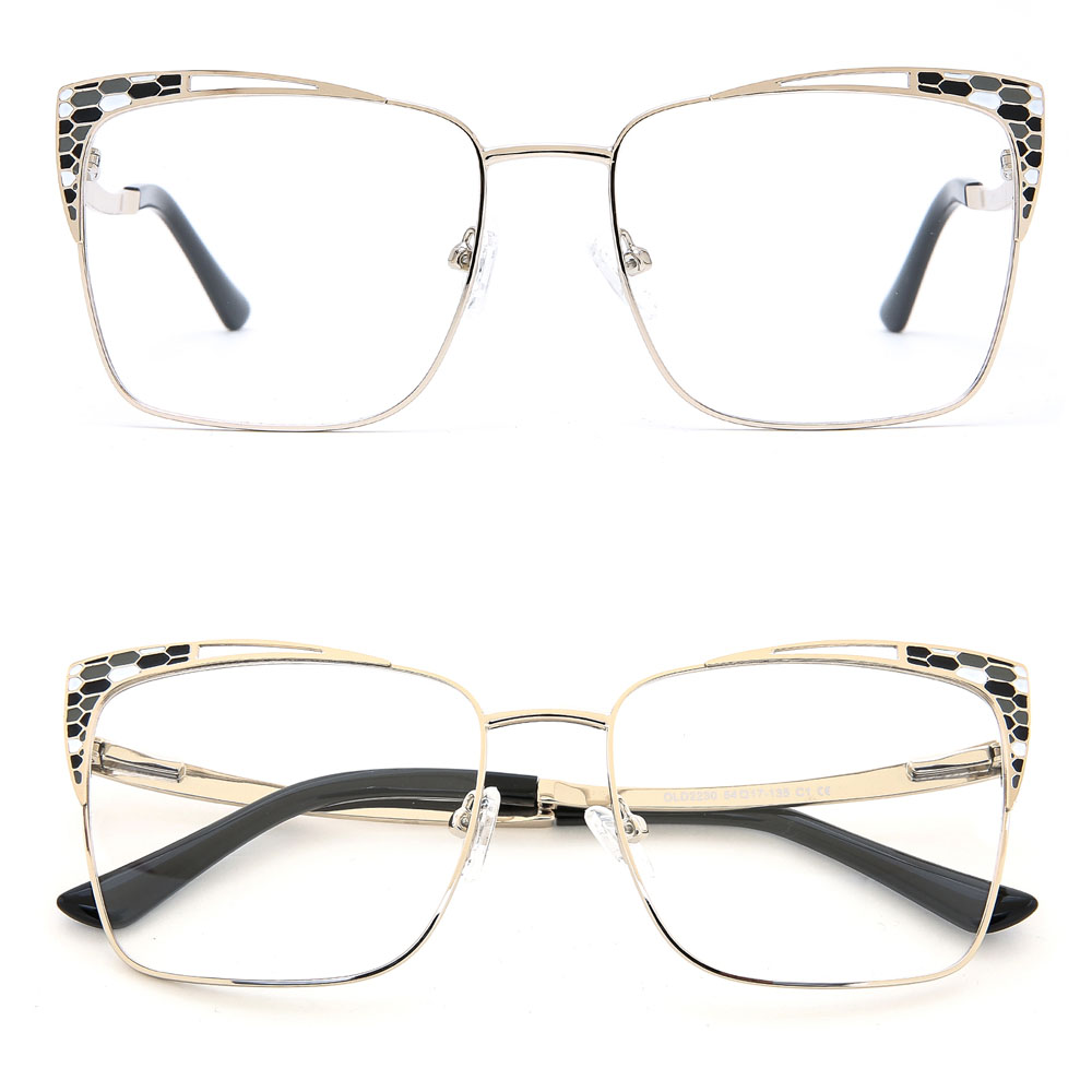 Women Fashion Metal Cat Eye Hallow Design  Gold Optical Frames