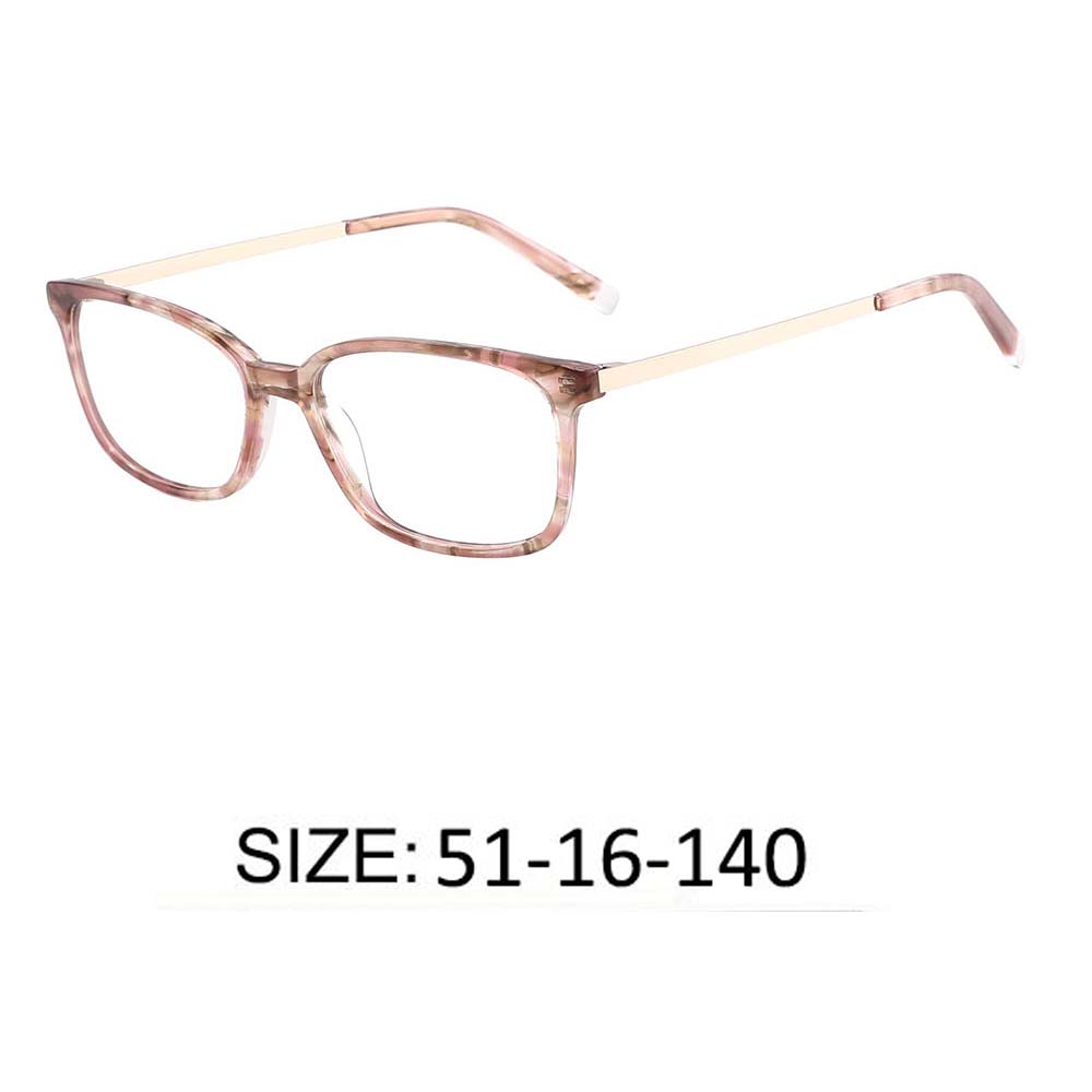 High Quality Small Square Demi Color Acetate Frames With Metal Temples OEM Design