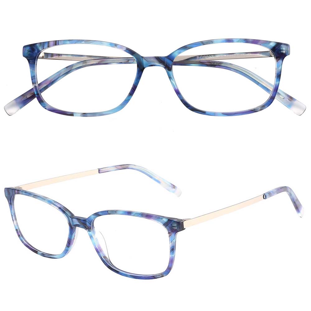 High Quality Small Square Demi Color Acetate Frames With Metal Temples OEM Design