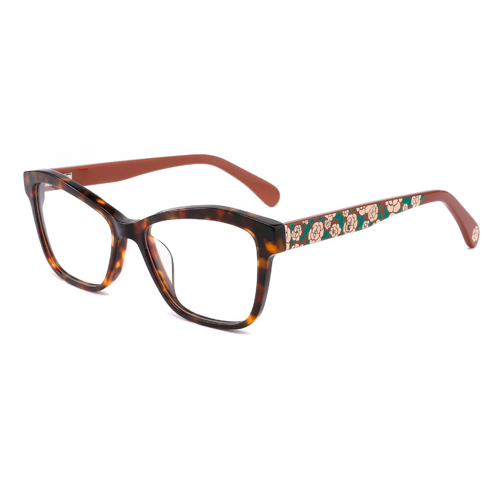 FG1225 Square Acetate Eyeglasses Frames With 3D Flower Pattern Optical Spectalcle Made In China