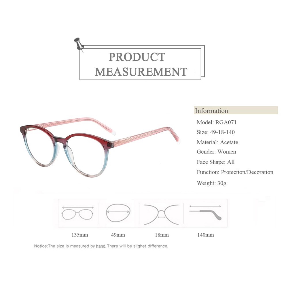 RGA071 Ultra Thin Round Colorful Acetate Optical Frames Glasses China Manufacturer