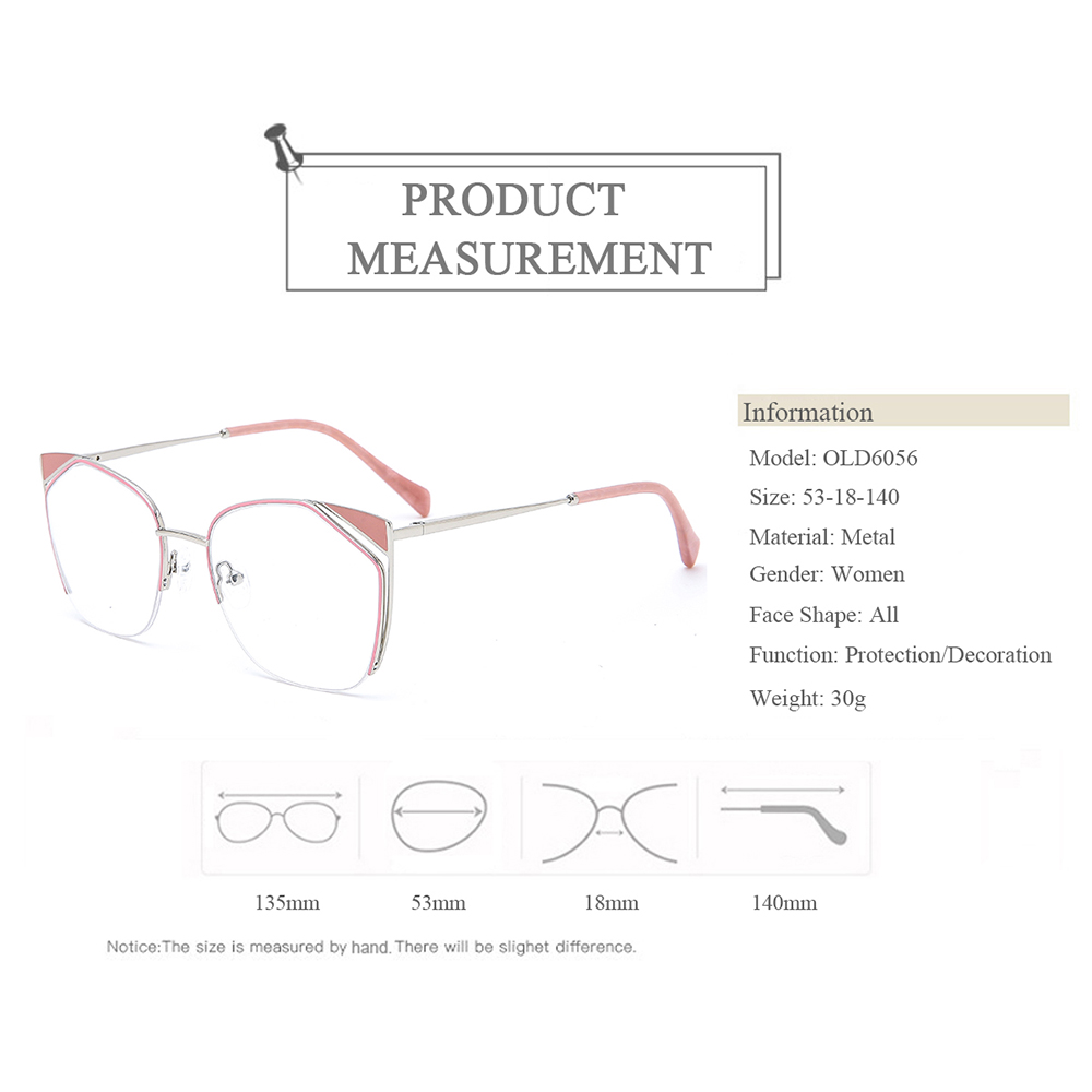 OLD6056 Large Cateye Shape Hollow Metal Optical Glasses Frames Made In China