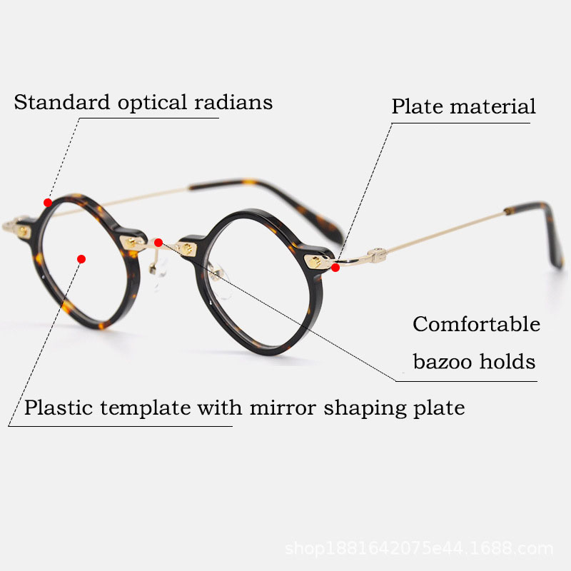 Tide Personality Hot Style Retro Art Frame Diamond  Acetate Frame Eyewear Glasses