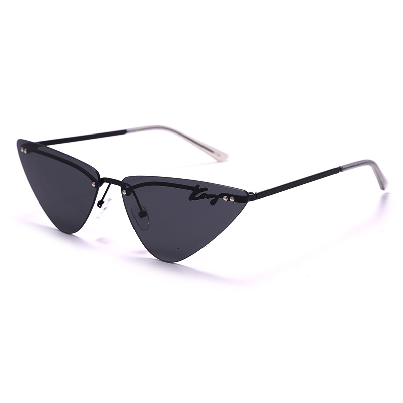 Purple Triangle Wing Edge Rimless Slim Cat-Eye Sunglasses Trendy