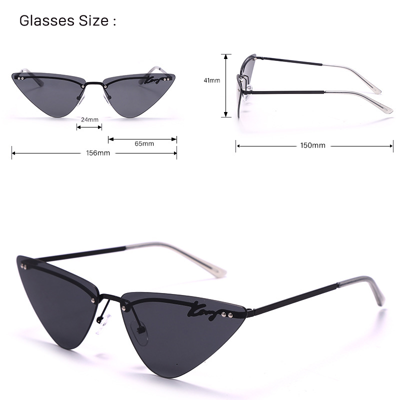 7044 Cat Eye Fashion Rimless Small Triangle Women Sun Glasses Sunglasses 2021