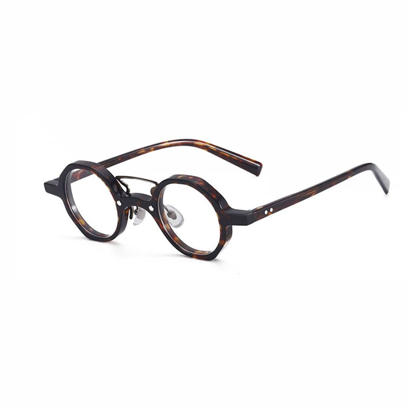 New Acetate Retro Anti-Blue Light Glasses Frame Multilateral Small Round Flat Glasses