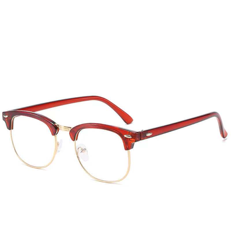 2021 Retro Half Frame Metal Eyeglasses Blue Light Blocking Optical Glasses Rivet Anti Ray Computer Optical Frame