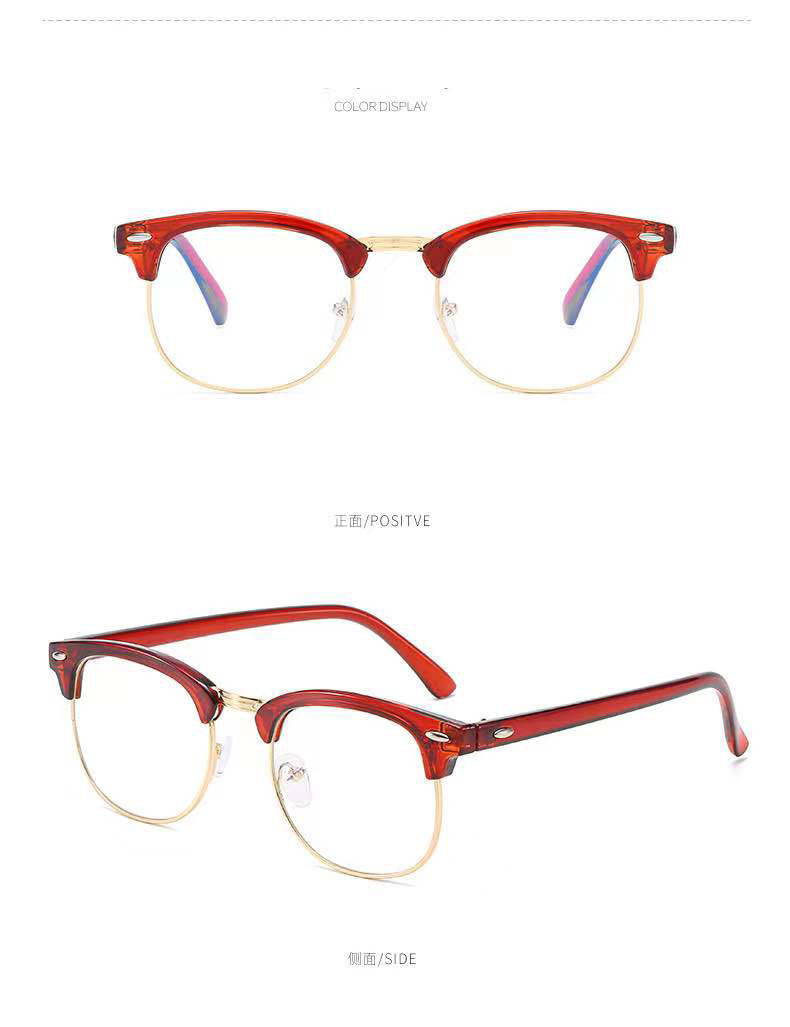 2021 Retro Half Frame Metal Eyeglasses Blue Light Blocking Optical Glasses Rivet Anti Ray Computer Optical Frame