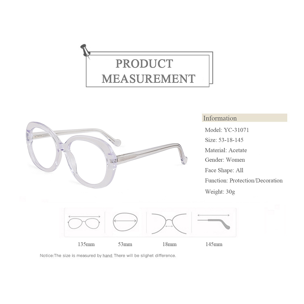 YC-31071 Large Clear Shape Made In China Factory Women Optial Eyeglasses Frames