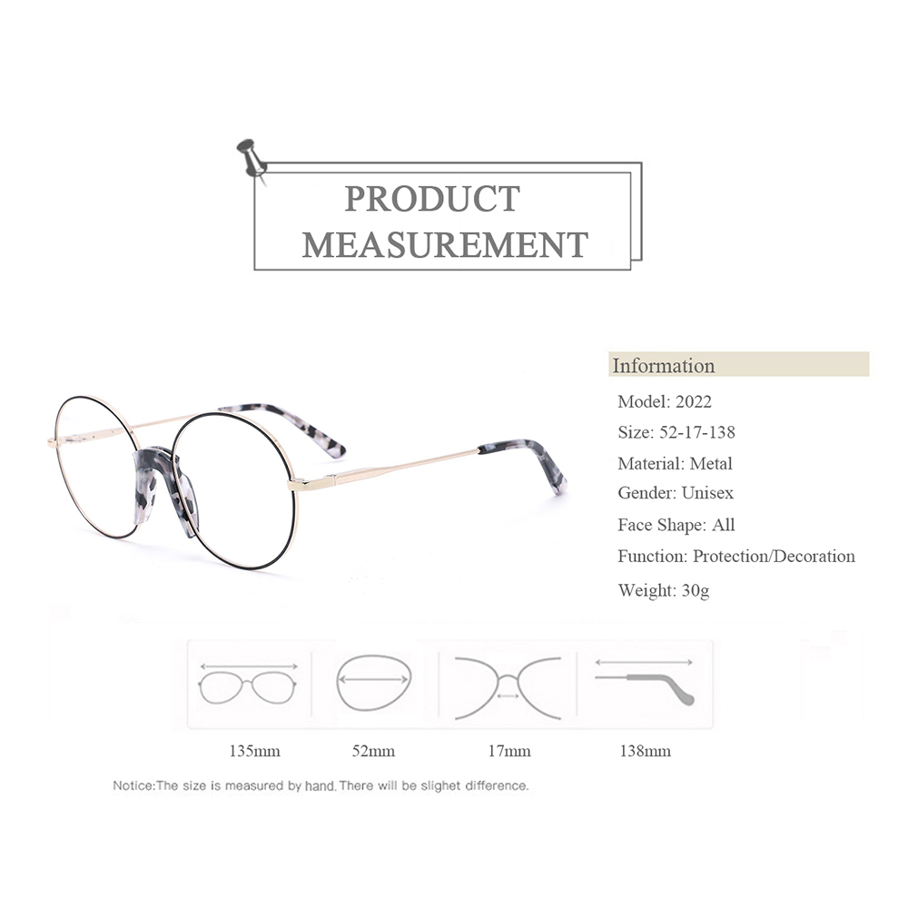 2022 Trendy Round Unisex Optical Frames Glasses With Saddle Nose Pads