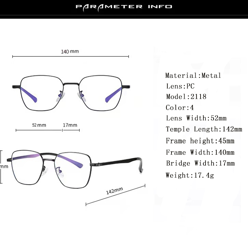 2118 Metal Anti Blue Ray Computer Eyewear Optical Glasses