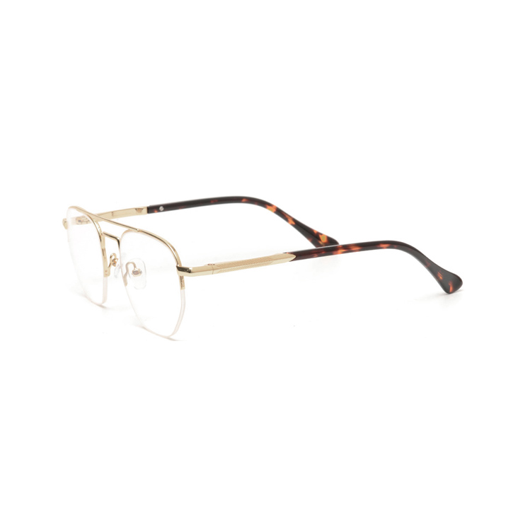 Metal Round Frame Fashion Style Double Beam Acetate Temple Optical Glasses