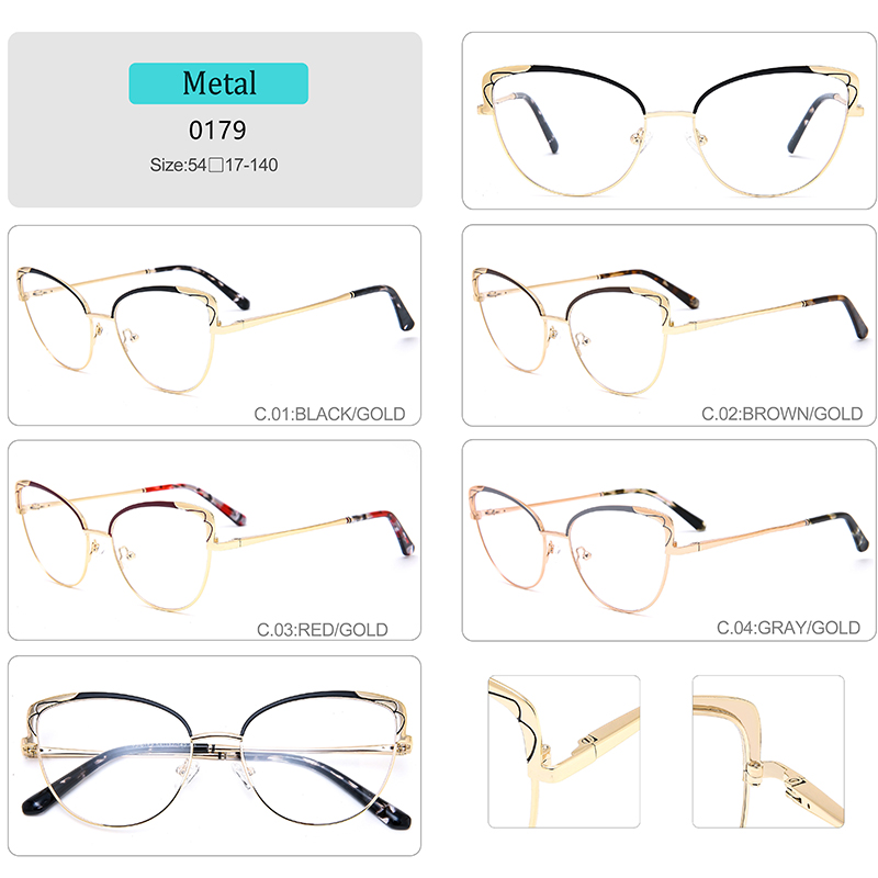  0179 Cat Eye Optical Metal Spring Hinge Eyeglasses 