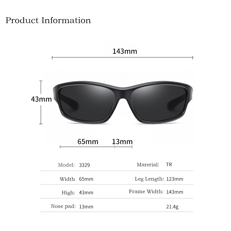 TR Full Frame Sports Sunglasses for Men Outdoor Cycling Glasses 3329 Dazzling Polarized Lens Sunglasses