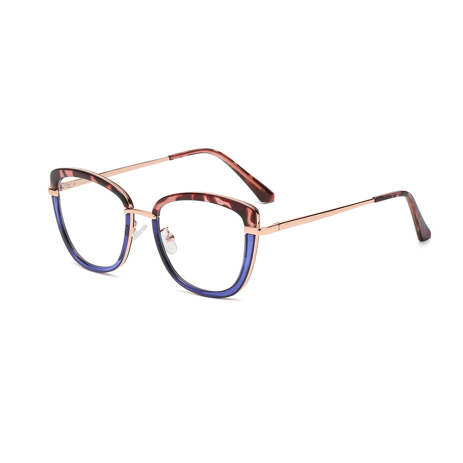 Double-Colors Frame New Anti Blue Glasses TR90 Metal Spring Temple Trend Frame Female Eyewear Glasses