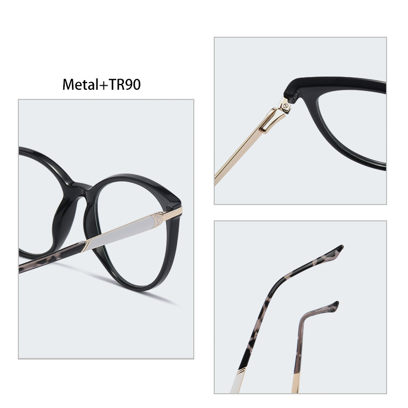Retro Round Frame Trend New TR 90 Spring Temple Fashion Versatile Anti Blu Ray Glasses