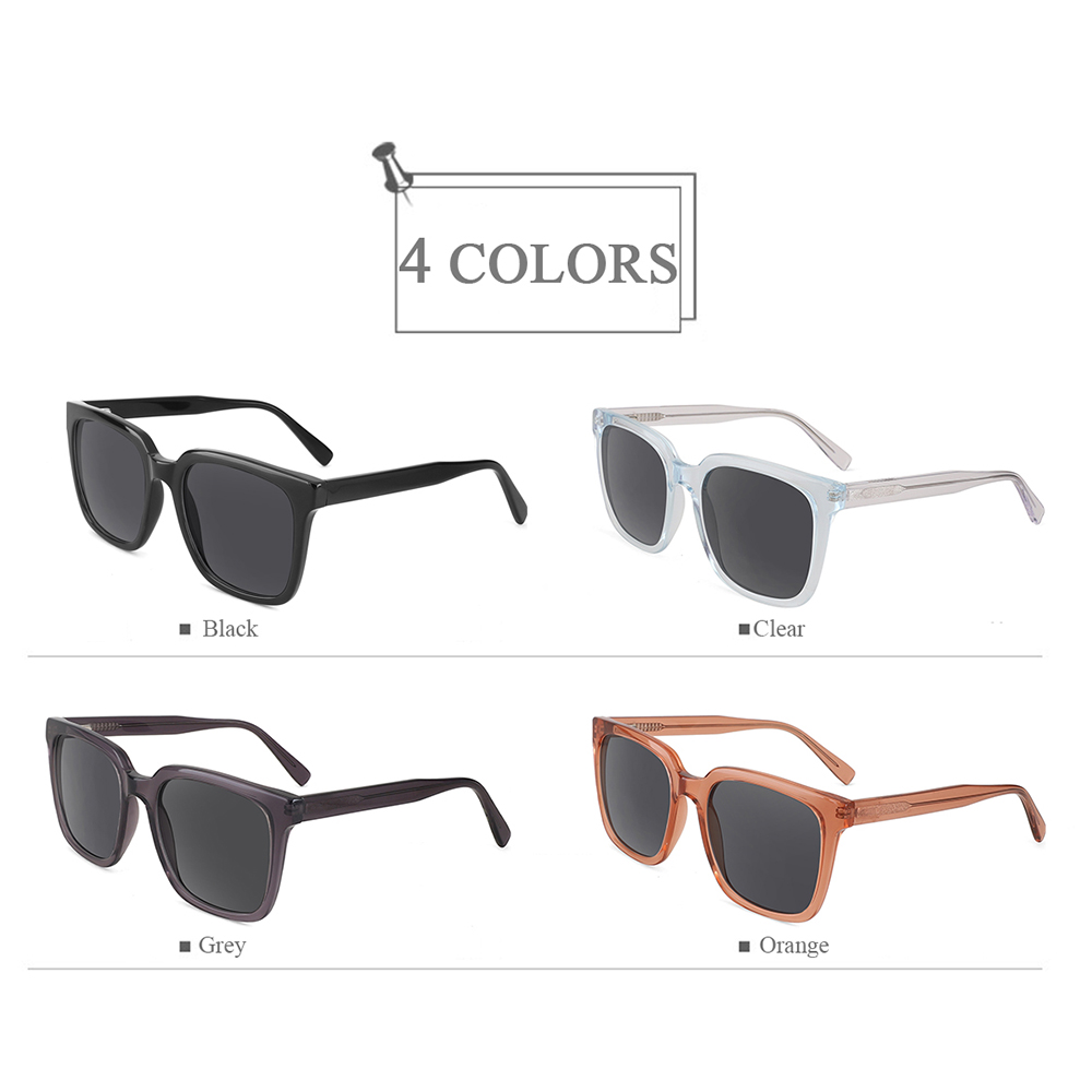 YC-39010-1 Large Square Front Sunglasses Polarized Unisex Clear Sun Glasses