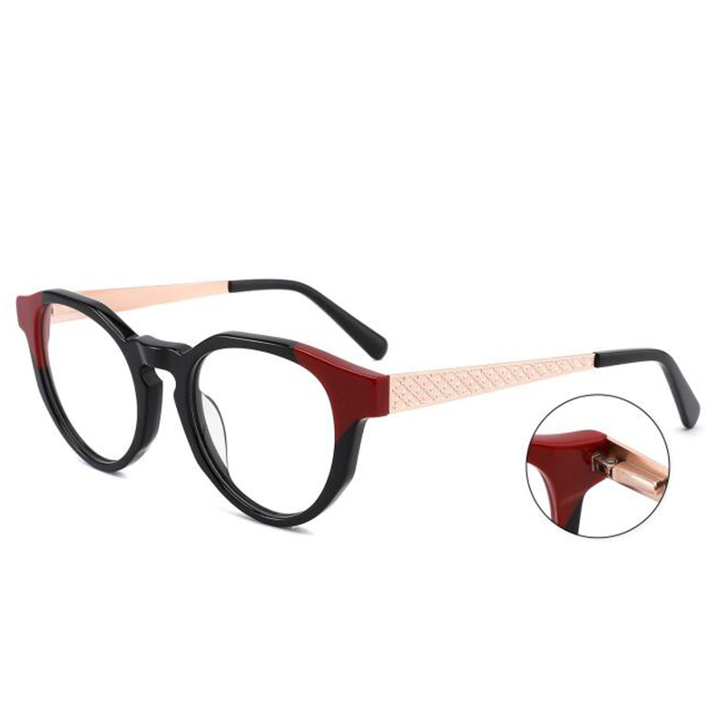 YD1056  Irregular Retro Acetate With Metal Eyewear Optical Glasses