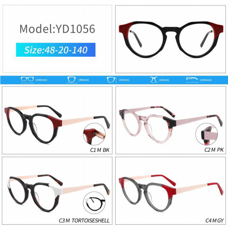 YD1056  Irregular Retro Acetate With Metal Eyewear Optical Glasses